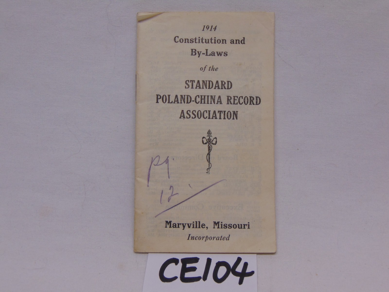 VINTAGE FARM BOOKLET CONSTITUTION & BY LAWS OF STANDARD POLAND-CHINA ASSOCIATION