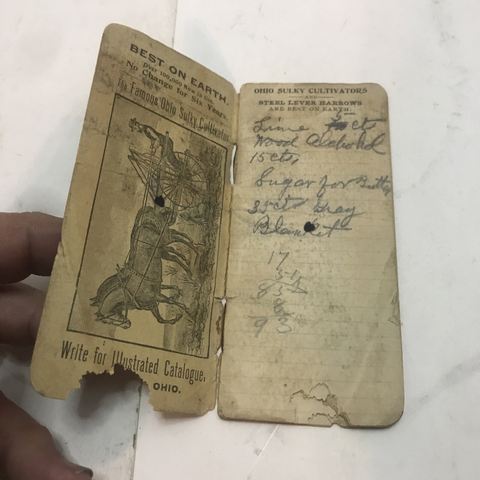 Vintage ￼Ohio Cultivator Co. Walking And Suiky Advertising Notebook￼