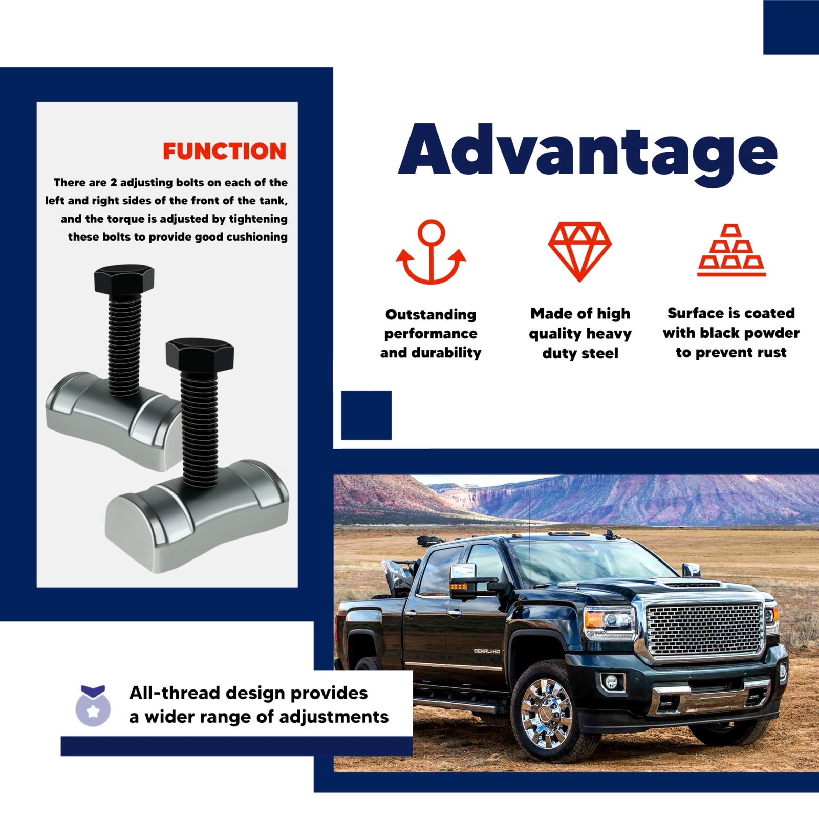 Torsion Bar Adjustment Bolt and Lock Nut Fit for Chevrolet Silverado Tahoe GMC