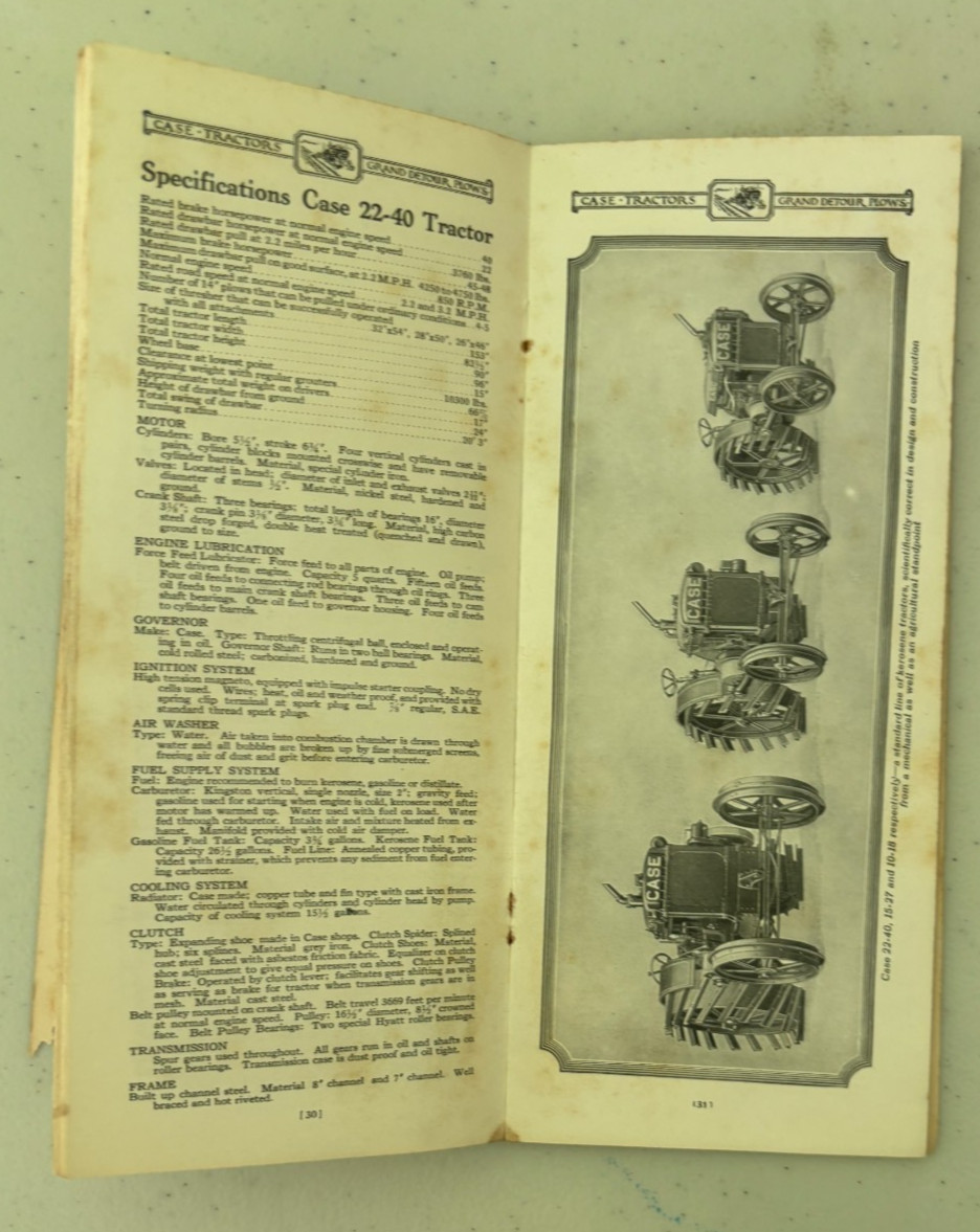 Case Kerosene Tractor & Grand Detour Plows Brochure DCPA26