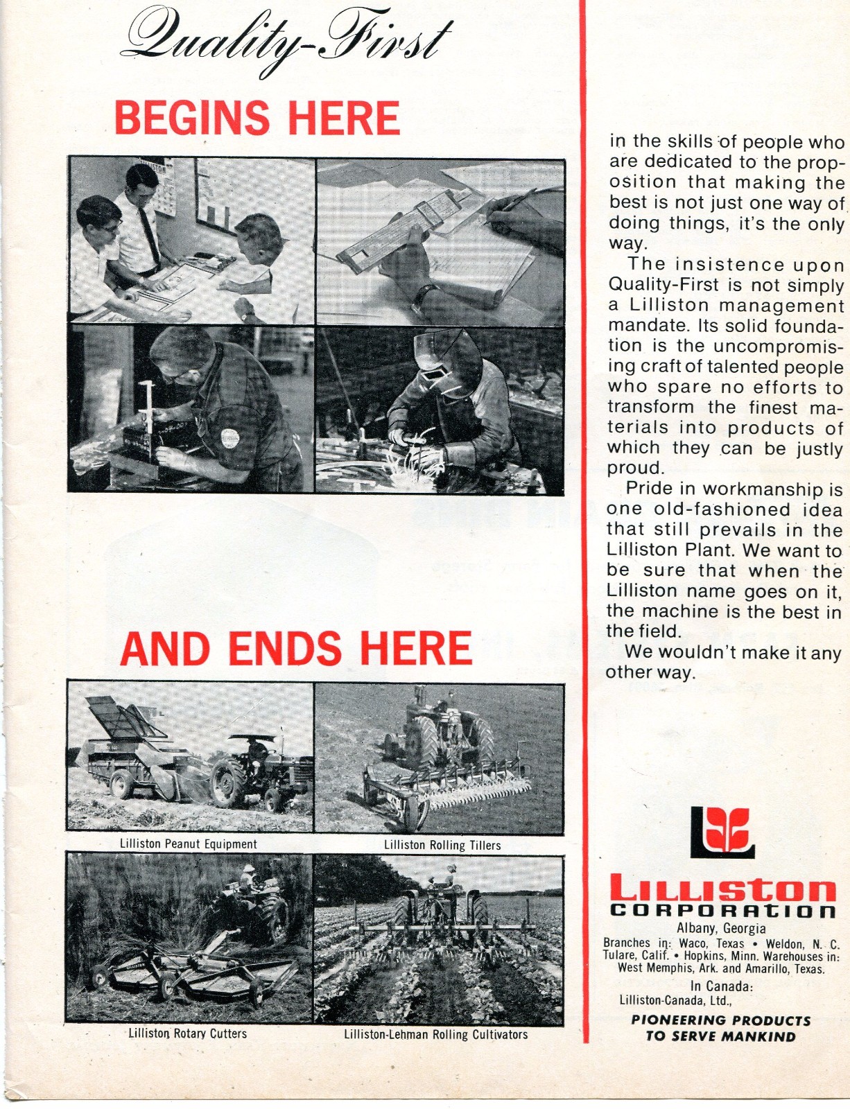 1969 Dealer Print Ad of Lilliston Lehman Quality-First Tractor Equipment Plant