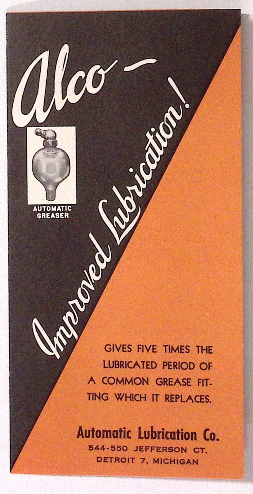 1953 Alco Grease Accumulator Brochure LOT Improved Lubrication Co Detroit MI