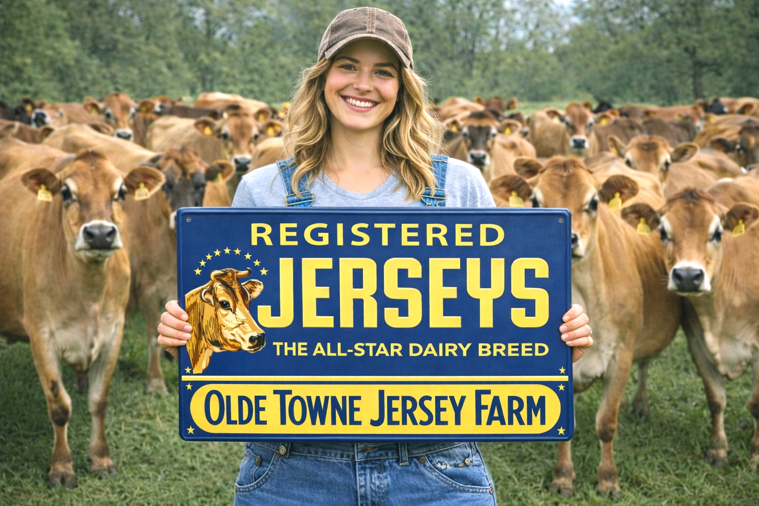 Jersey&rsquo;s Olde Towne Jersey Cattle Cow Farm Metal Feed & Seed Farm Steel Sign