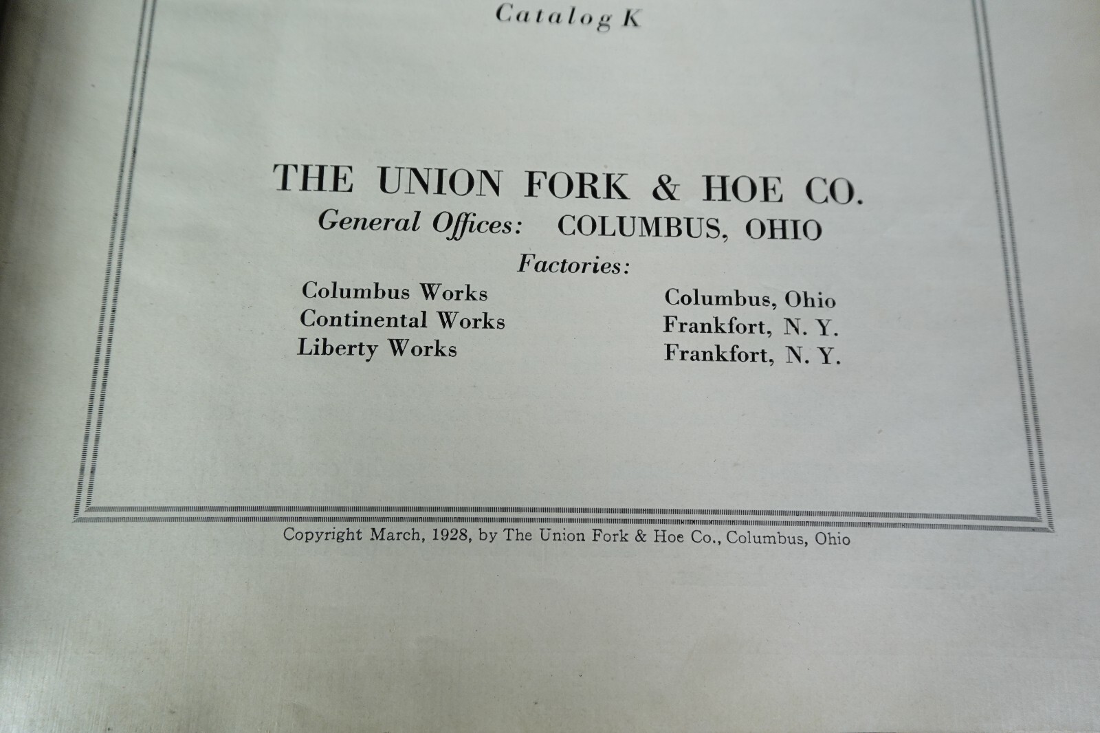 1928 Union Fork & Hoe Co Catalog Farm Garden RR Contractors Tools Columbus OH