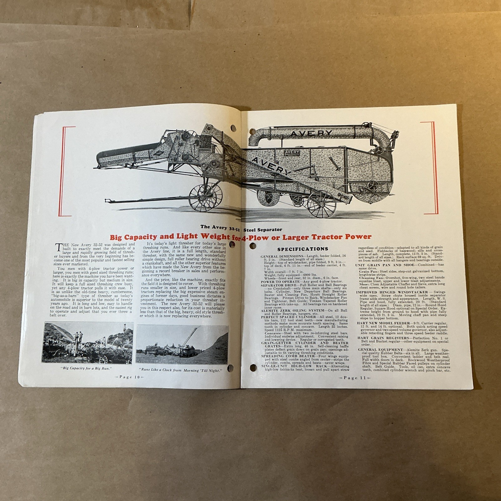 Vintage Original Threshers Catalog Avery Power Machinery Co. As Is INV-P1059