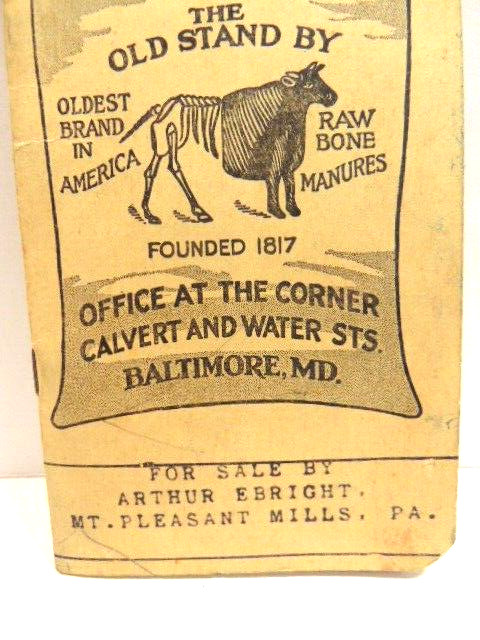 old Baugh & Sons /Arthur Ebright Mt. Pleasant Mills, Pa advertising notebook