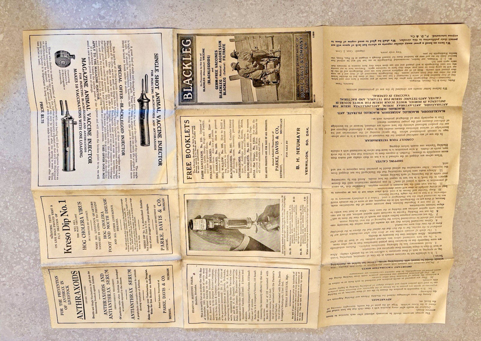 1918 Blackleg Vaccine Davis & Company Blacklegoids Advertising Brochure