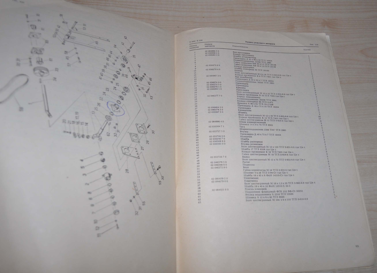 1983 Fortschritt E-302 Mower Conditioner Spare Parts Manual DDR
