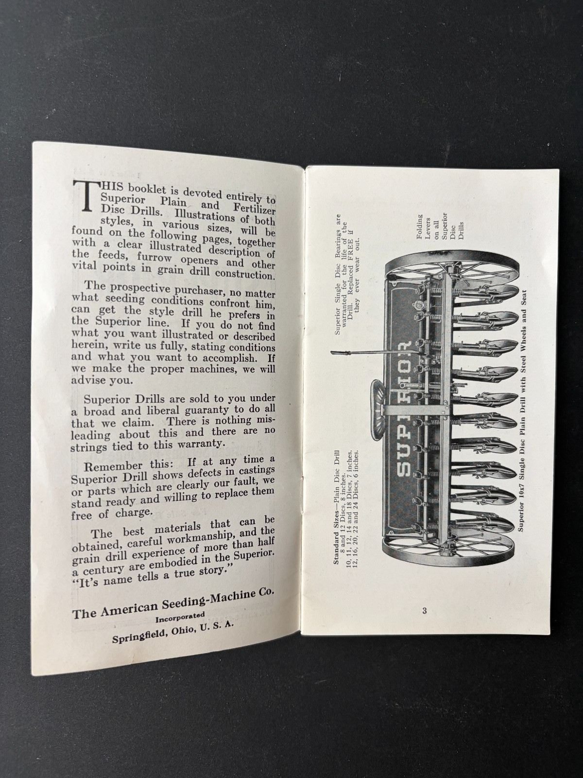 Early Superior Disc Drills Sales Product Brochure – American Seeding Machine Co