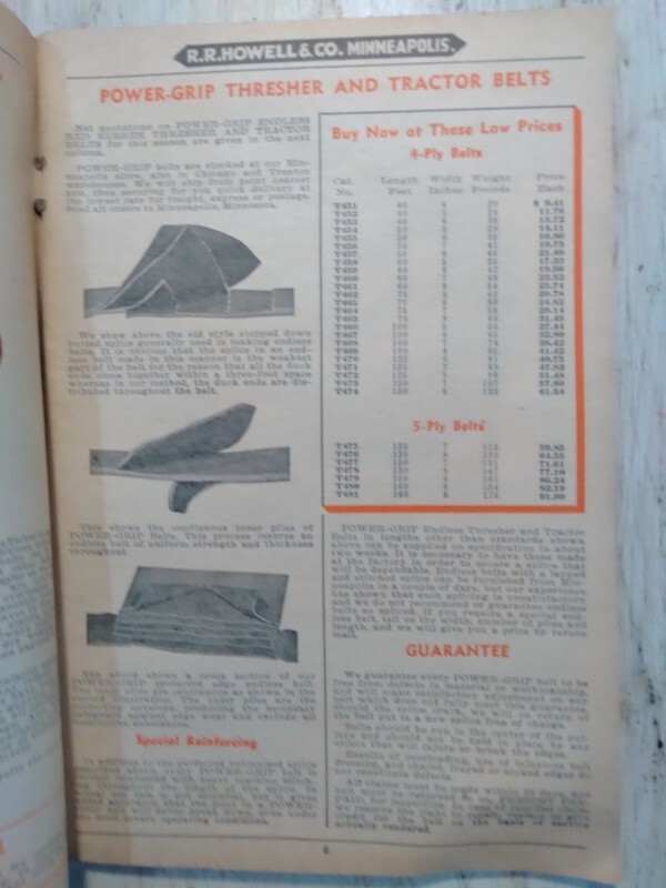 1938 R.R. Howell & Co. Thresher & Power Farming Supplies Saw Mill Accessories