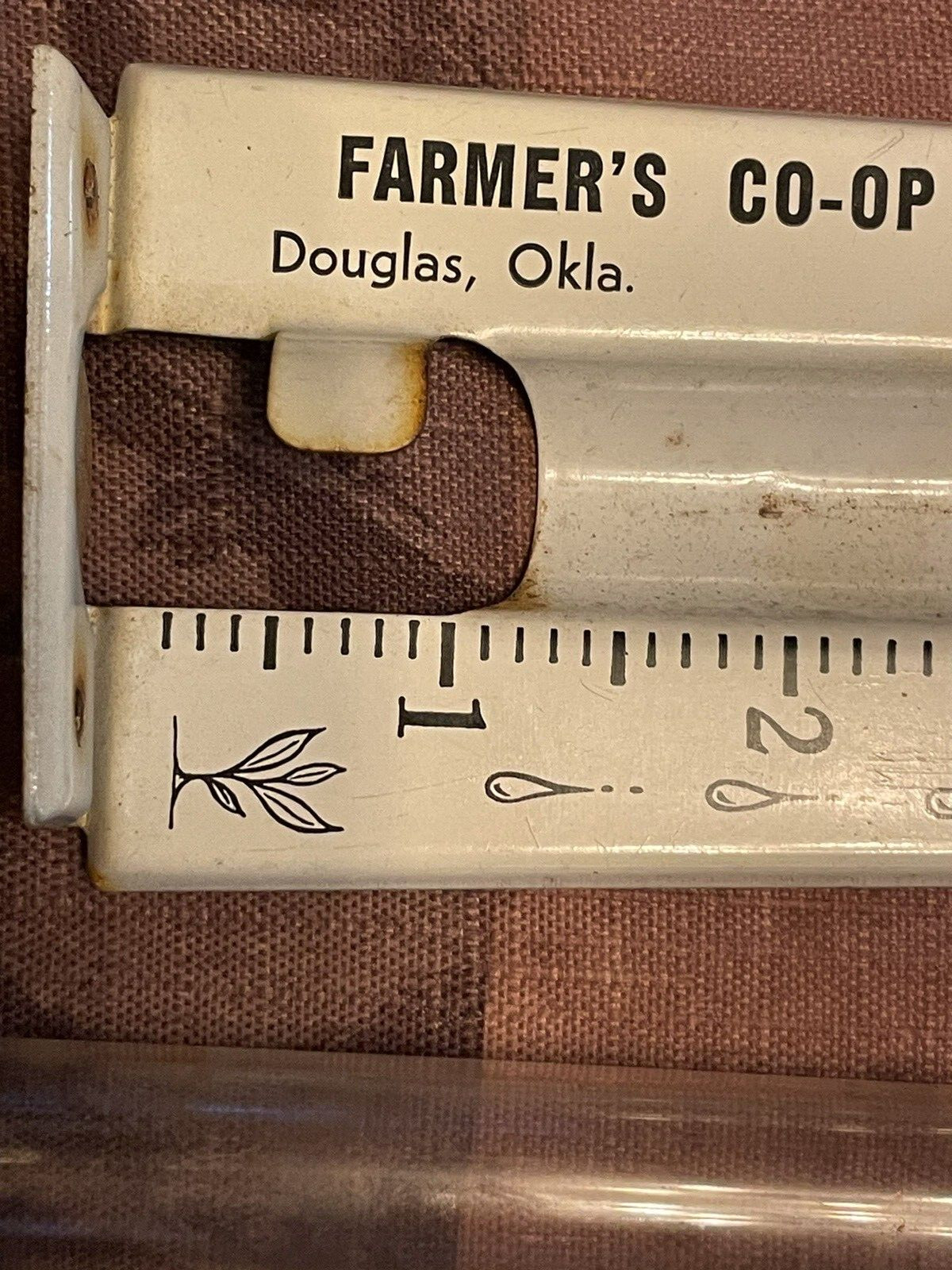 Vintage Rain Gauge Glass Tube Metal Stand FARMER&rsquo;S CO-OP ELEV. CO Douglas Okla