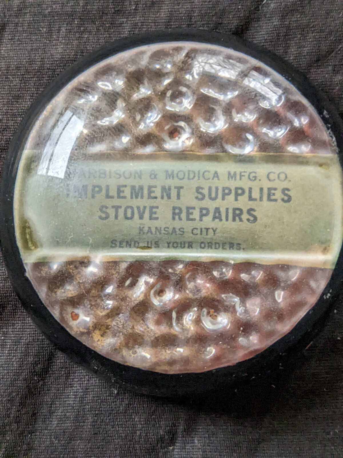 Harbison and Nodica MFG Stove implement dealer Kansas City Missouri paperweight
