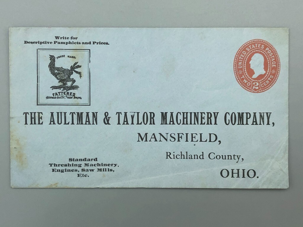 c 1900 AULTMAN TAYLOR Farm THRESHING MACHINE Illustrated Postal Cover Advertise