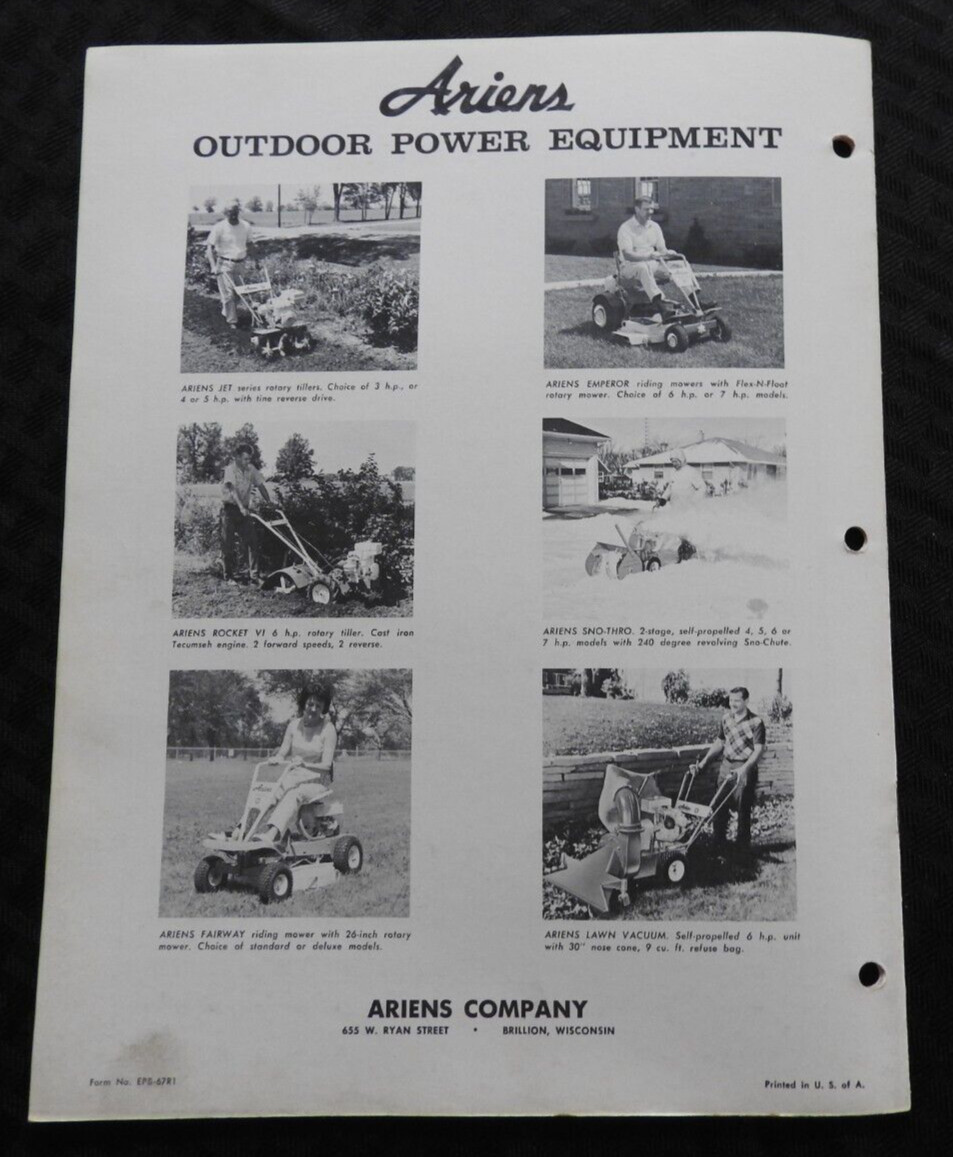 ORIG 1967 ARIENS Emperor 6 Riding Lawn Mower Tractor Parts Operators Manual