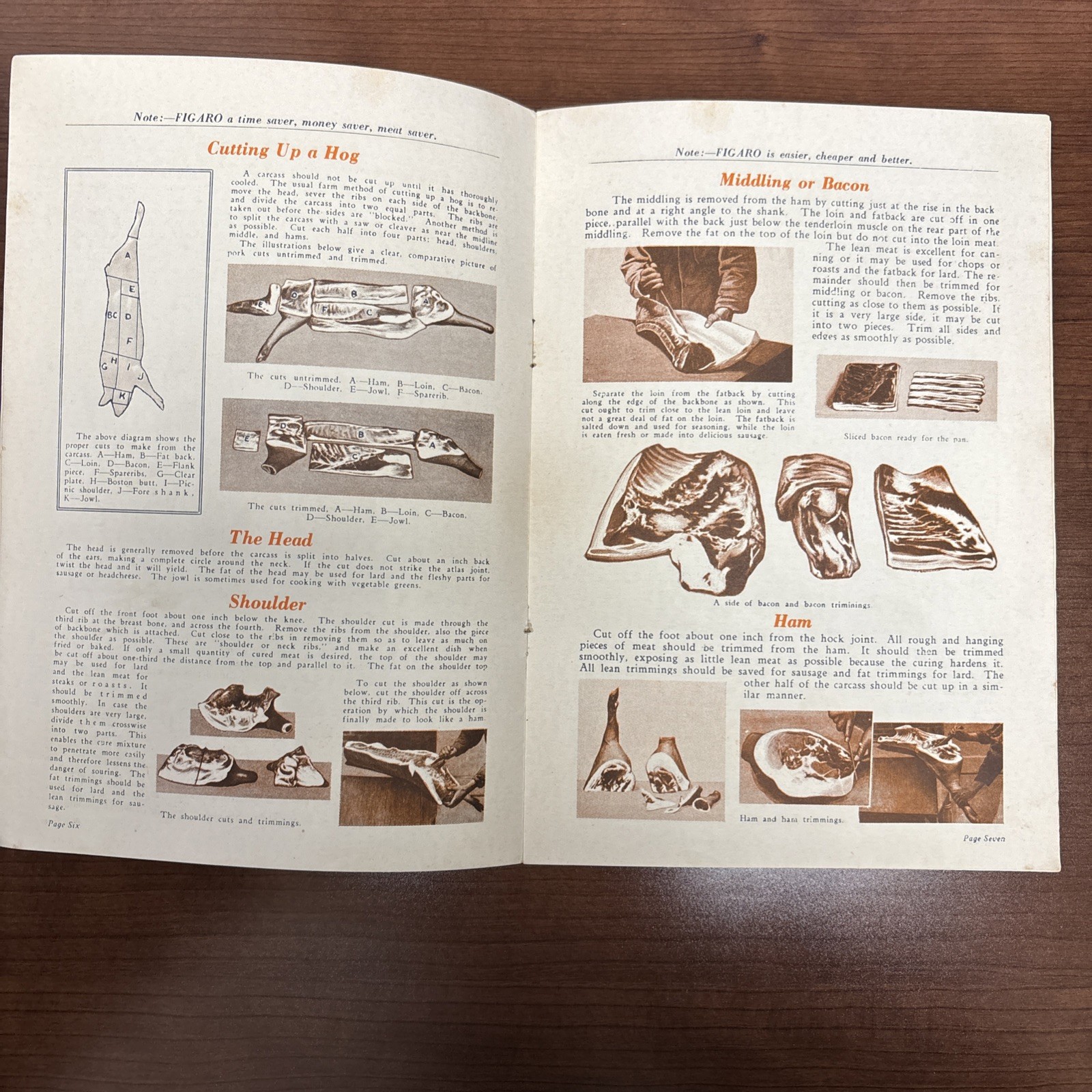 Figaro&rsquo;s Message Booklet Butchering Pigs Curing Liquid Smoke Dallas TX 1930