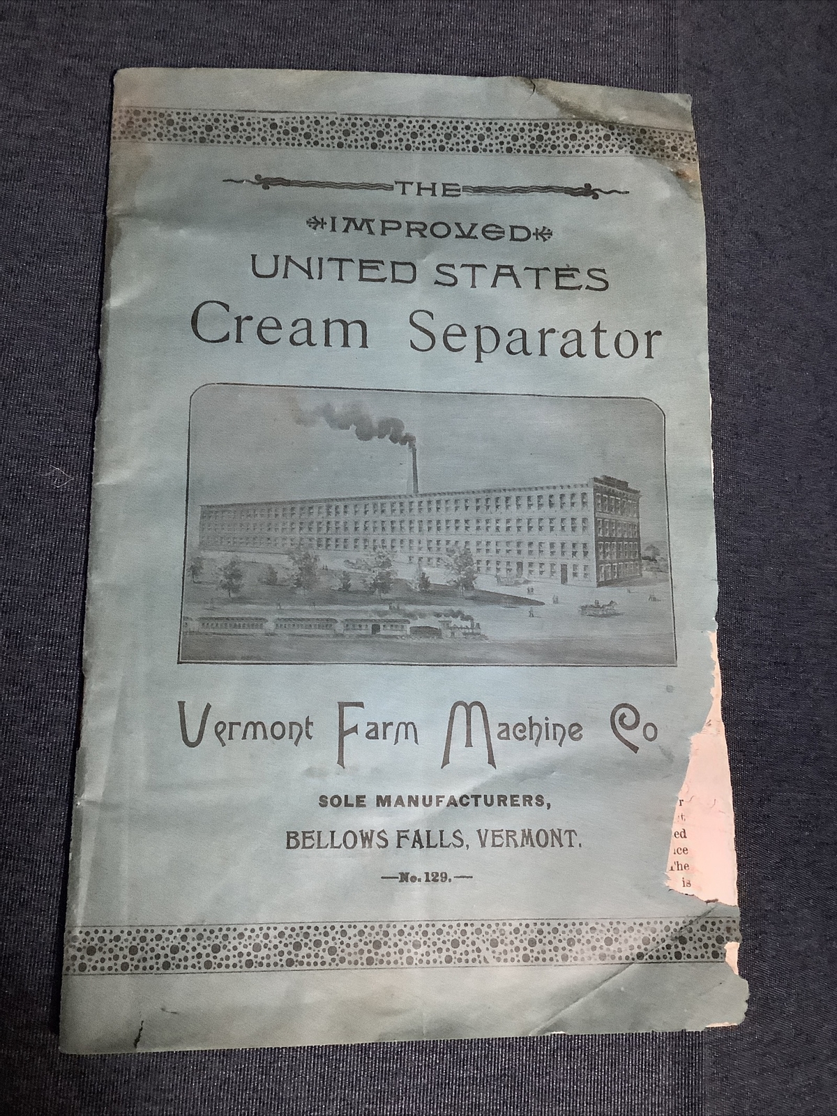 Vintage Cream separator Vermont Farm Equipment machine Bellows Falls brochure