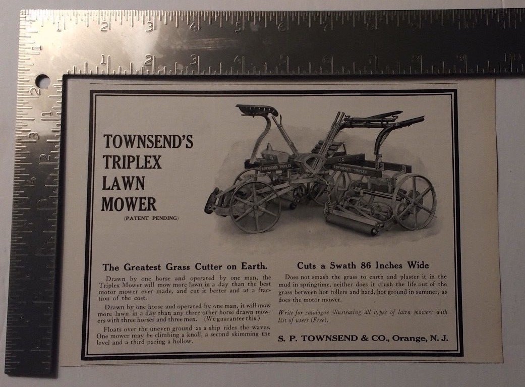 1915 Townsend&rsquo;s Triplex Lawn Mower Advertisement Townsend & Co. Orange, NJ