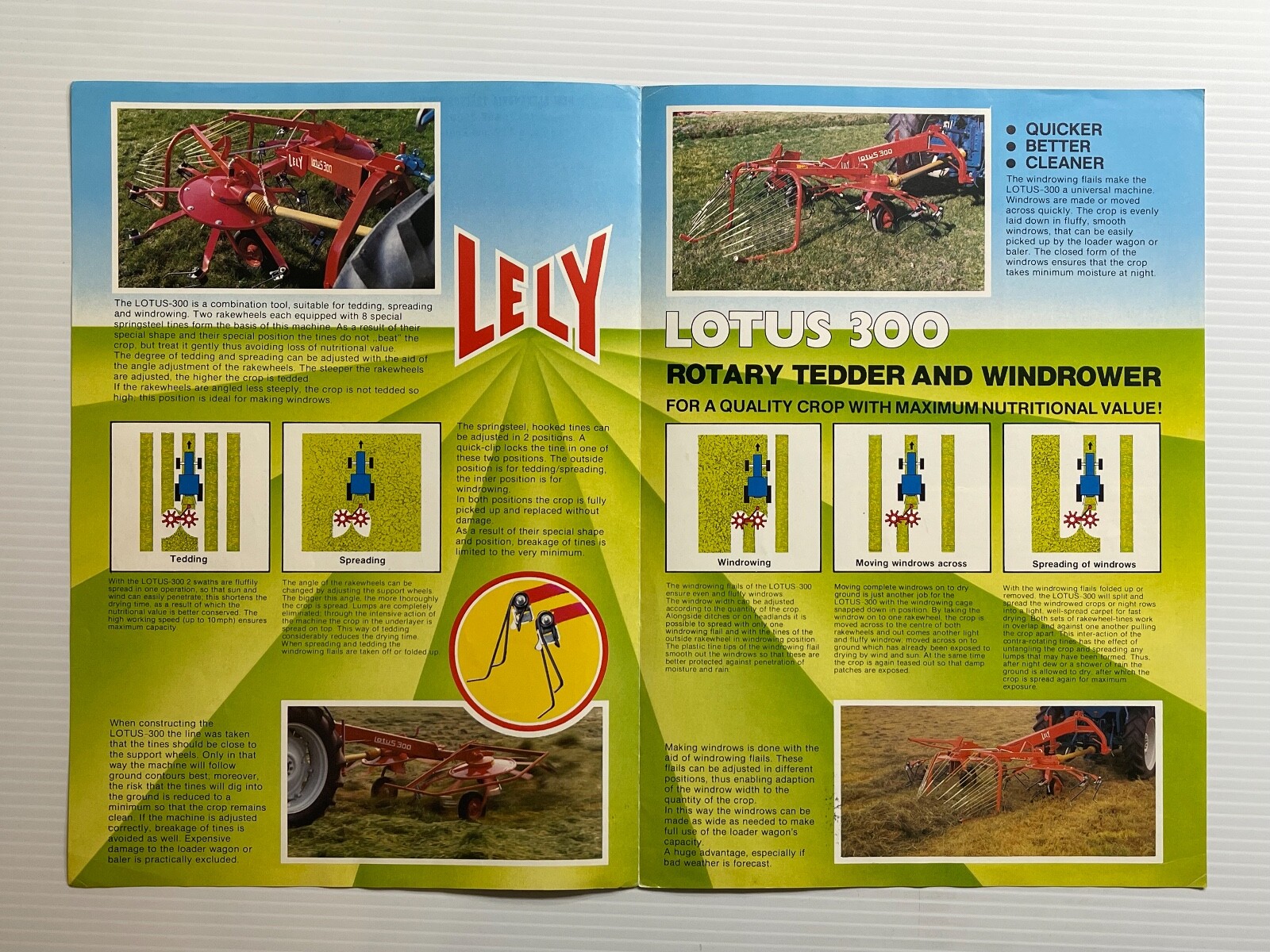 Lely Lotus 300 Rotary Tedder And Windrower Sales Brochure *1970s (Showroom Book)
