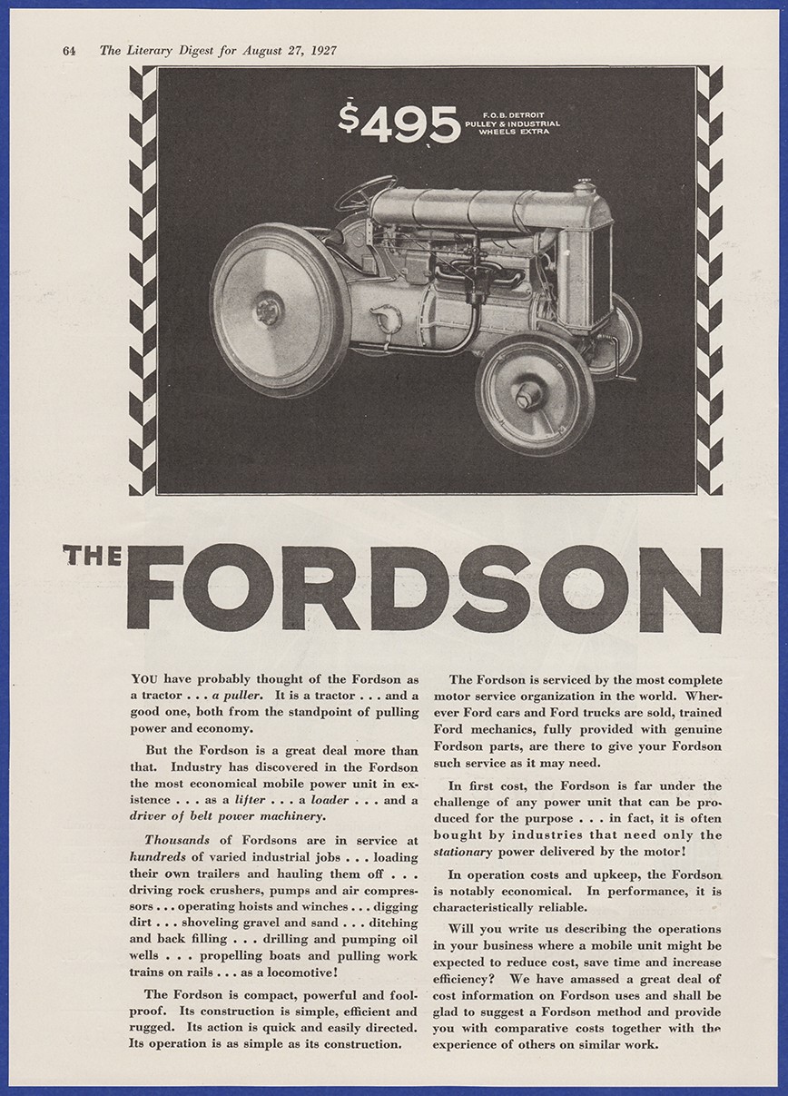 Vintage 1927 FORDSON Tractor Farm County Industry Hauling Ephemera 20&rsquo;s Print Ad