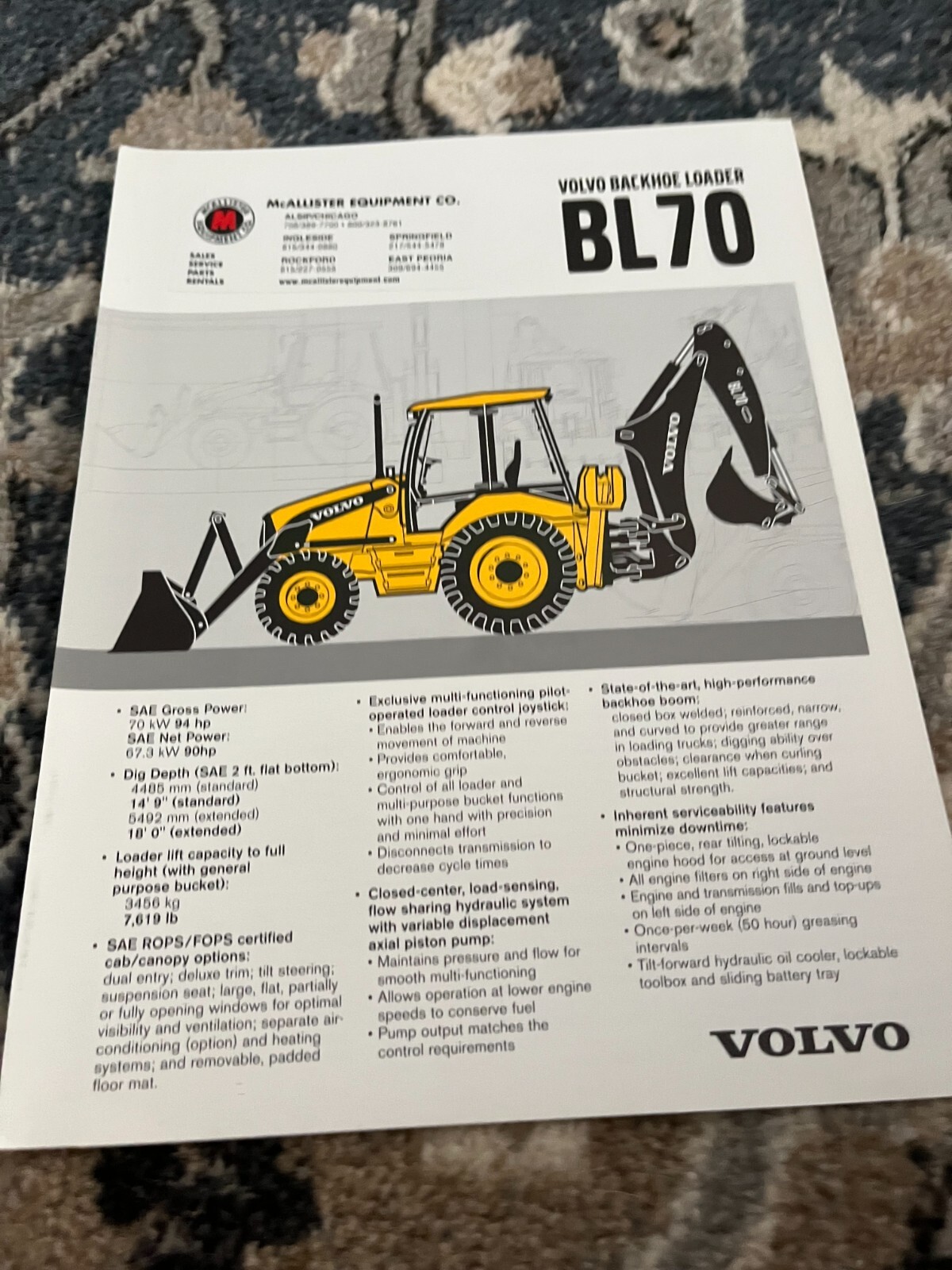 Volvo BL70 Backhoe Leader Brochure FCCA