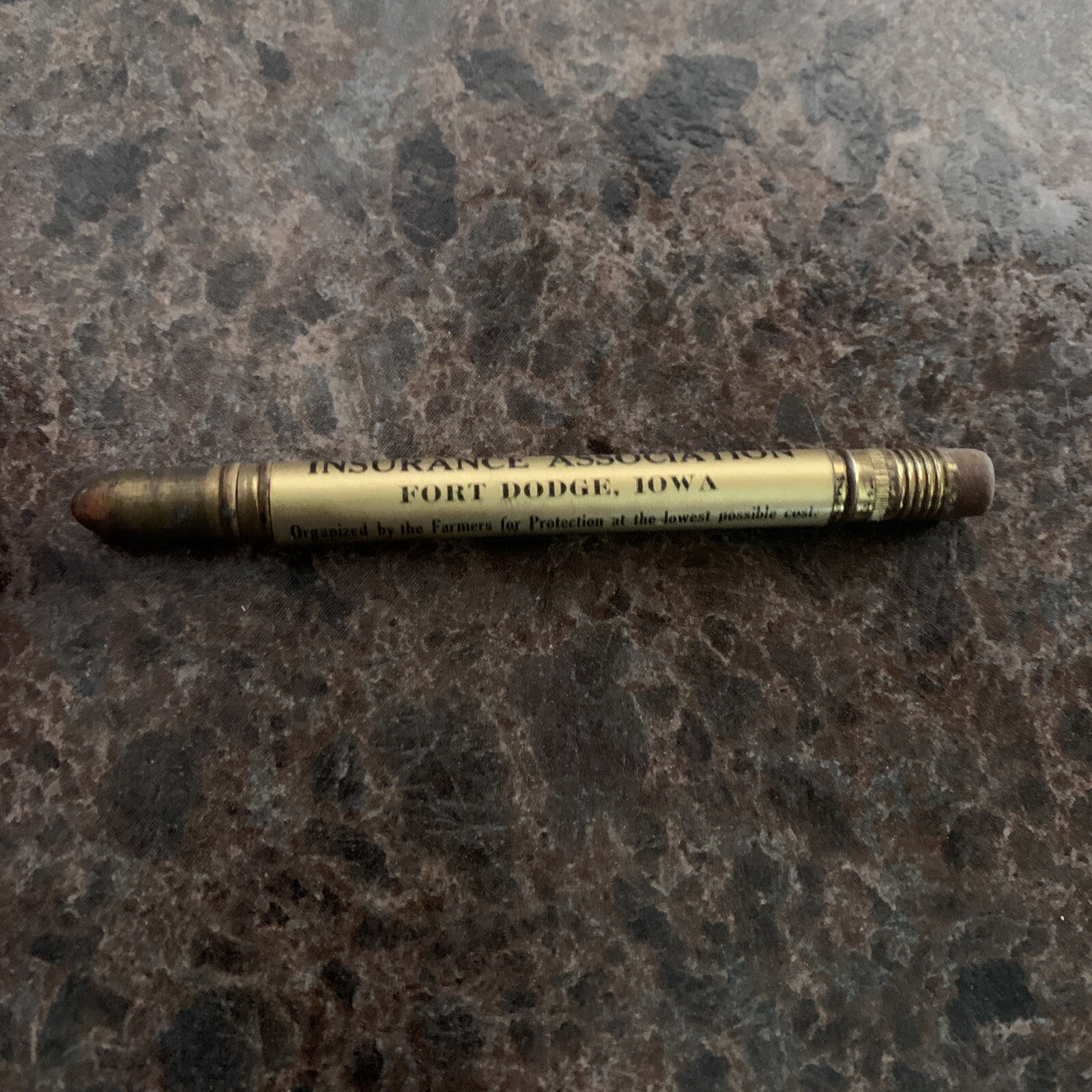 Vtg Hawkeye Mutual Hail Insurance Assn Bullet Pencil Fort Dodge IA