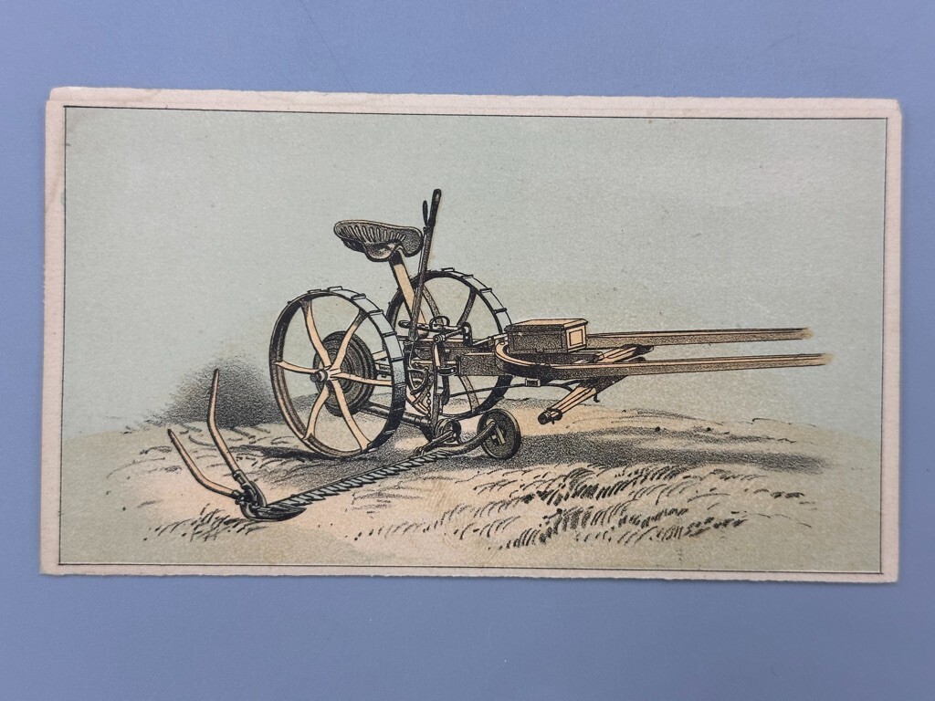 1880s VICTOR Mower FARM Victorian Folding Advertising Trade Card NIVERVILLE NY
