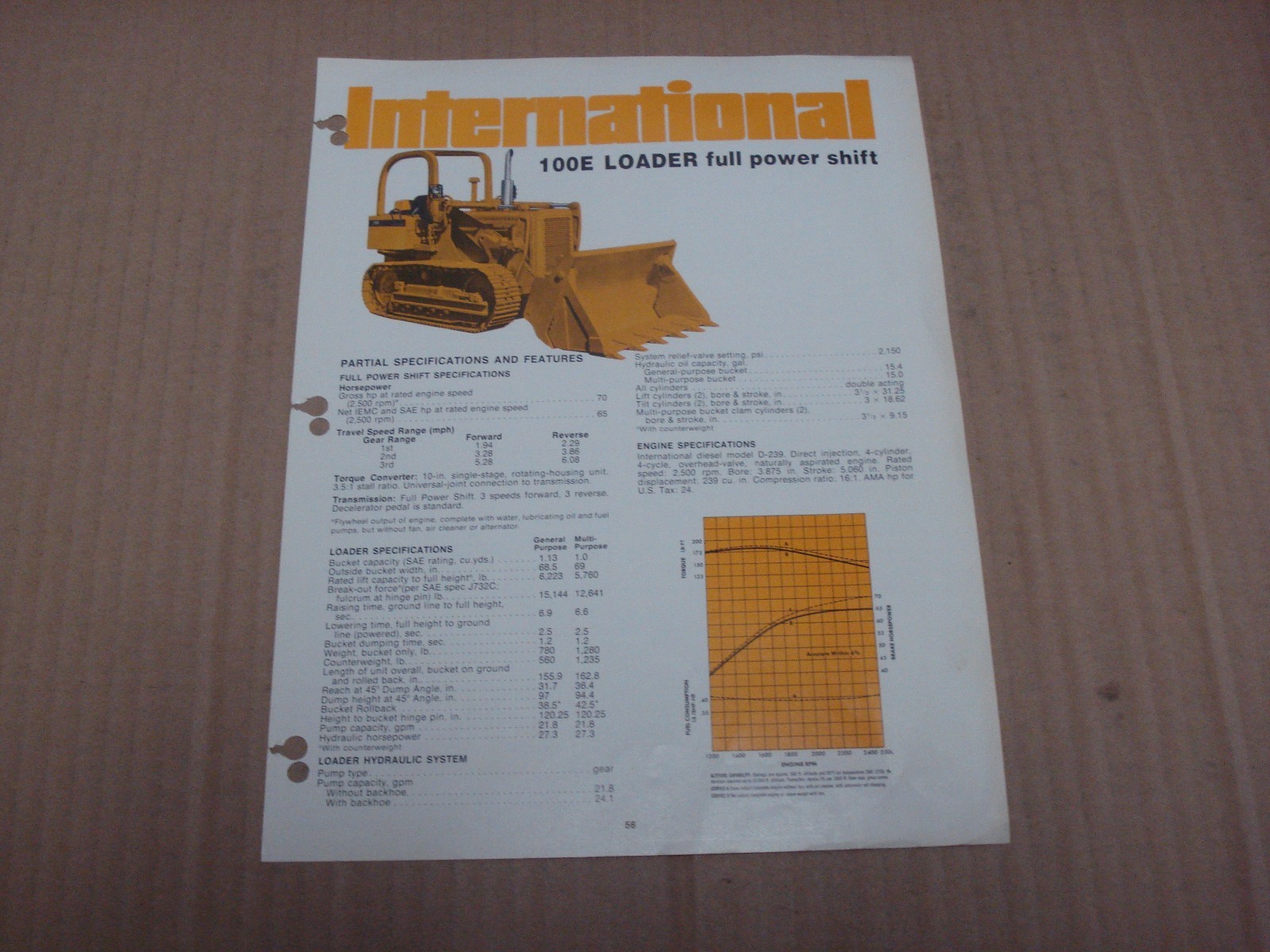 International 100E Loader Specifications Brochure