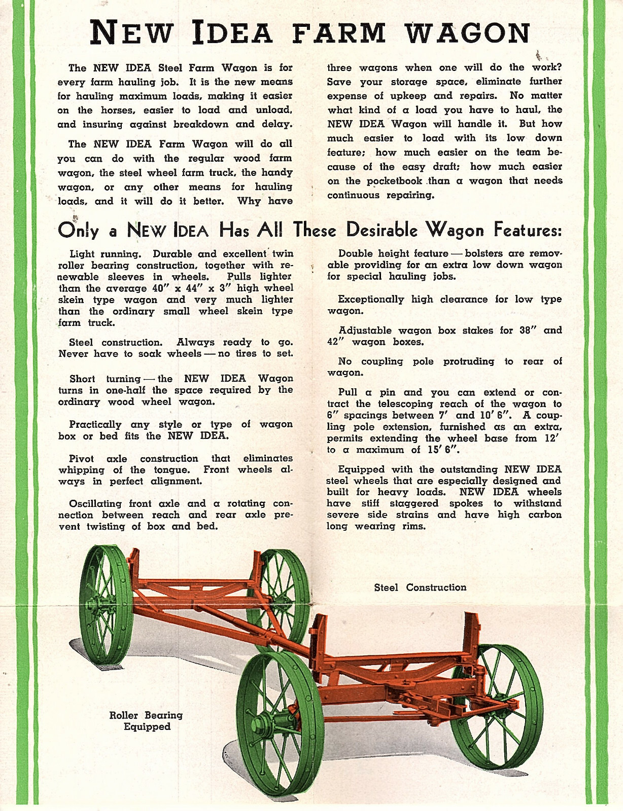 New Idea Steel Farm Wagon Features Illustrations Vtge Farm Equipment Brochure