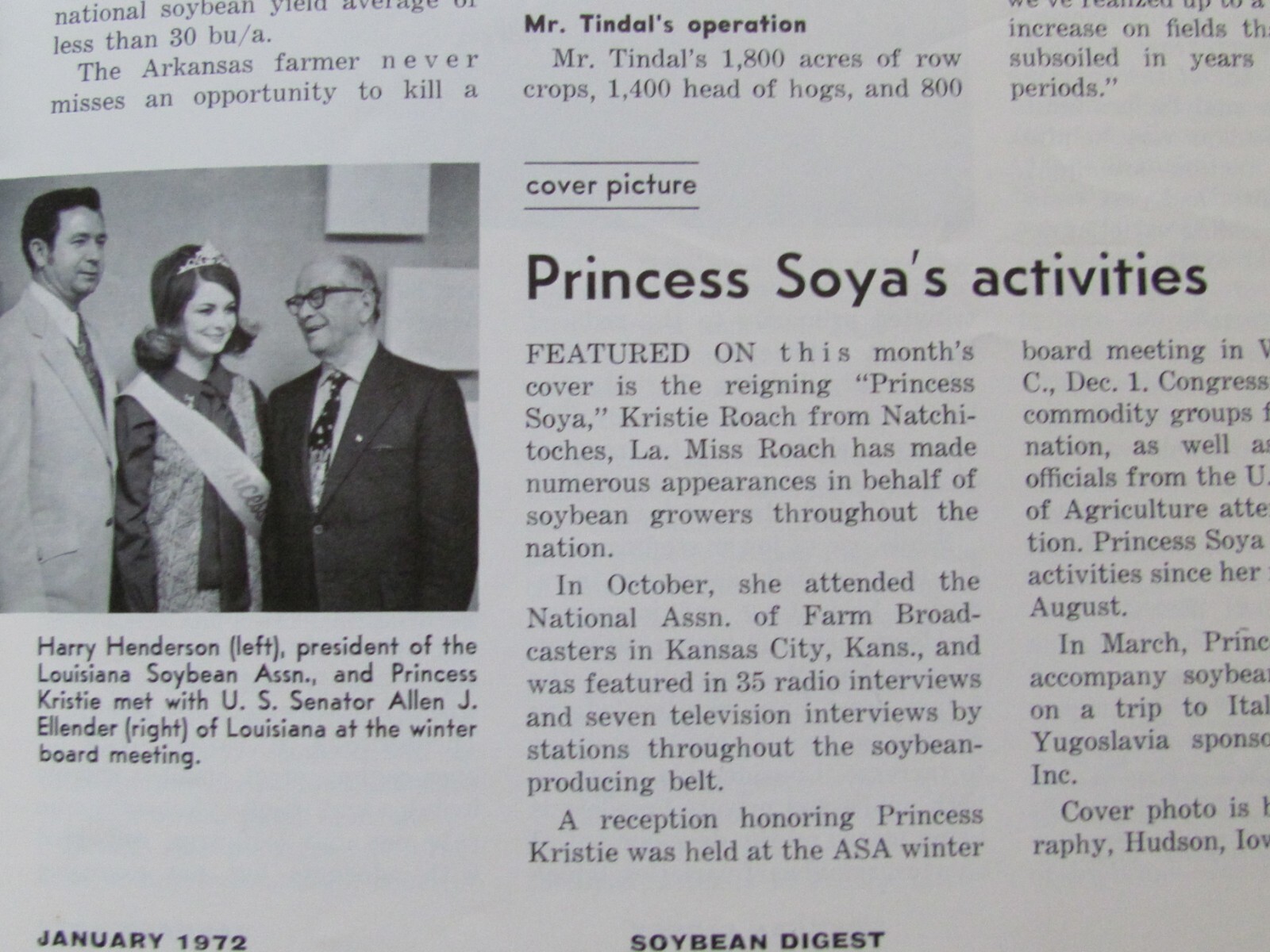 1972 SOYBEAN DIGEST FARM MAGAZINE HUDSON IA SOY PRINCESS KRISTIE ROACH
