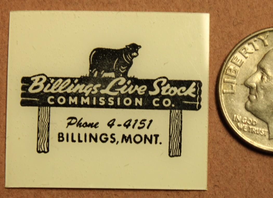 Billings Livestock Commission Billings MT Phone 4-4151 Matchbook Art Proof MBa1