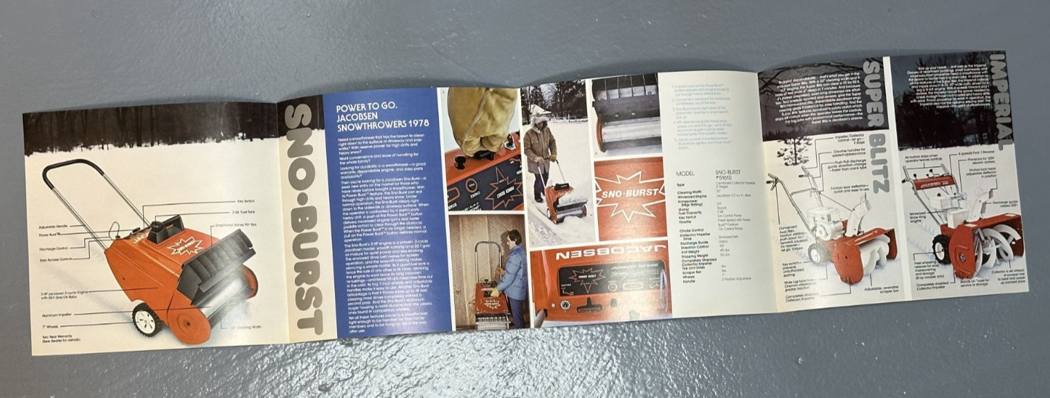 1978 JACOBSEN SNOW THROWERS Blowers PENGUINS Advertising Brochure