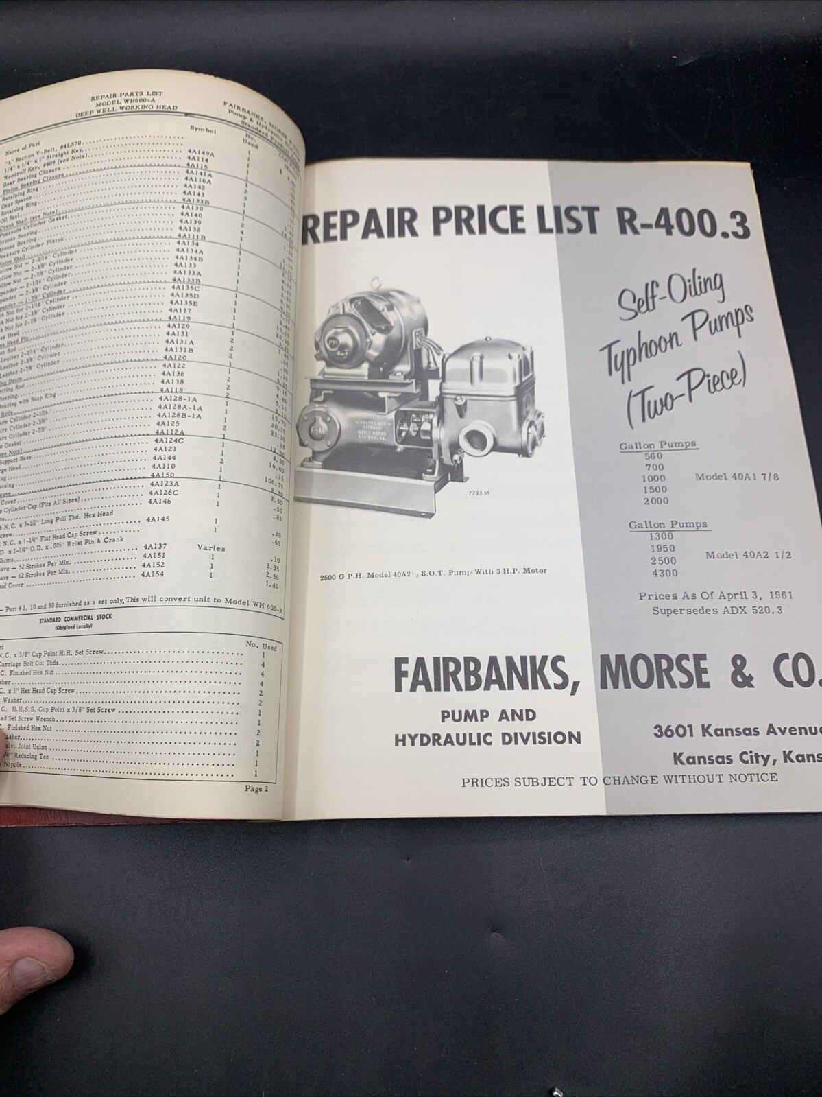 1960’s Fairbanks Morse Dealer Products Catalog/Prices- Farm Home Water Systems