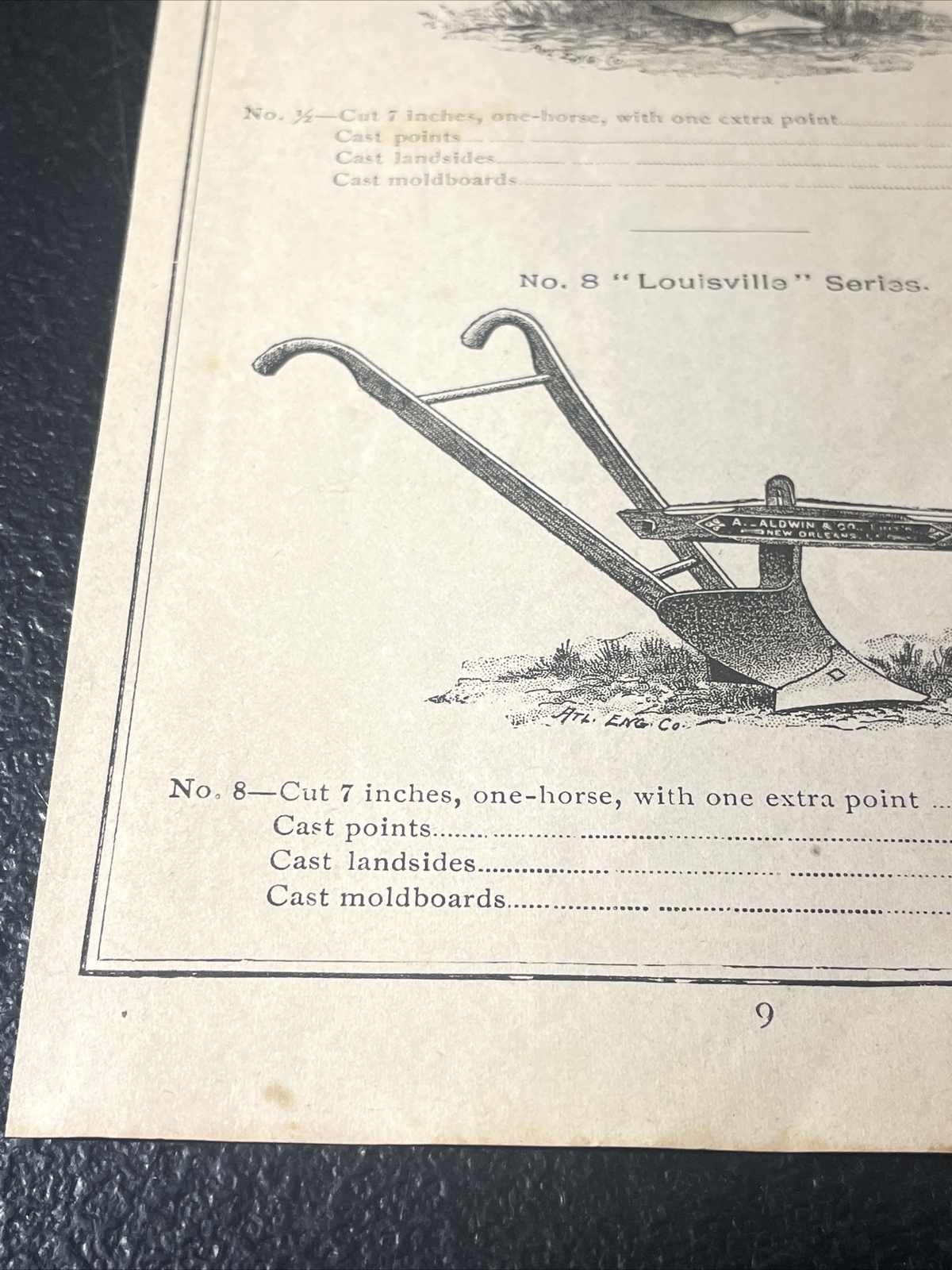 1891 Baldwin Louisville Series Plow Farm Advertising – New Orleans – Louisiana