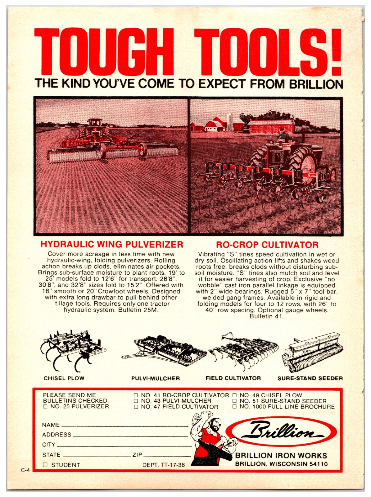 Original 1978 Brillion Tillage Tools Ad – Print Advertisement (8in x 11in)
