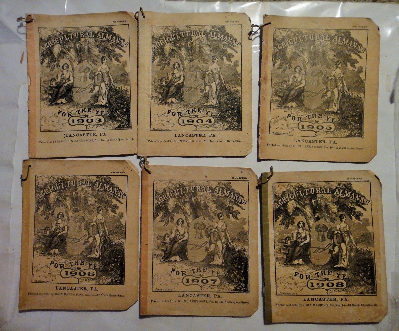 1905-1921 antique LOT of 19 AGRICULTURAL ALMANACs lancaster pa farmer