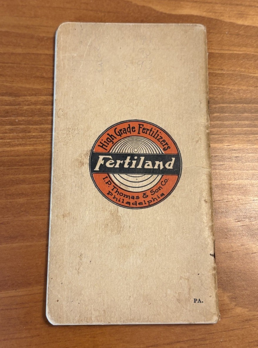 Antique 1920 I.P. Thomas Fertilizer Salesman Brochure & Notepad. Handwritten Ins