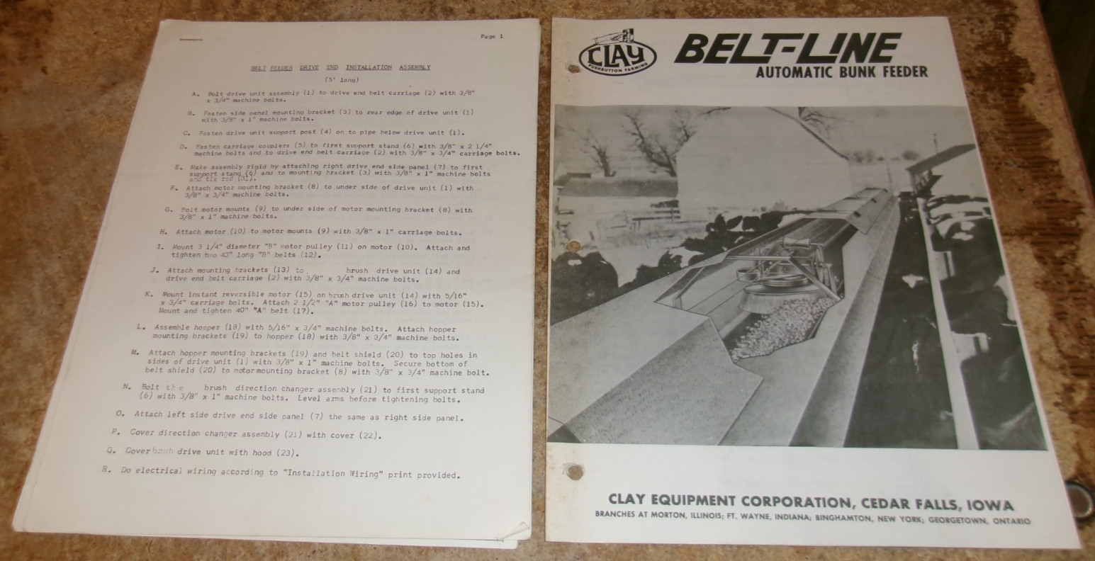 2-lot vintage clay belt-line bunk feeder instructions in good shape used