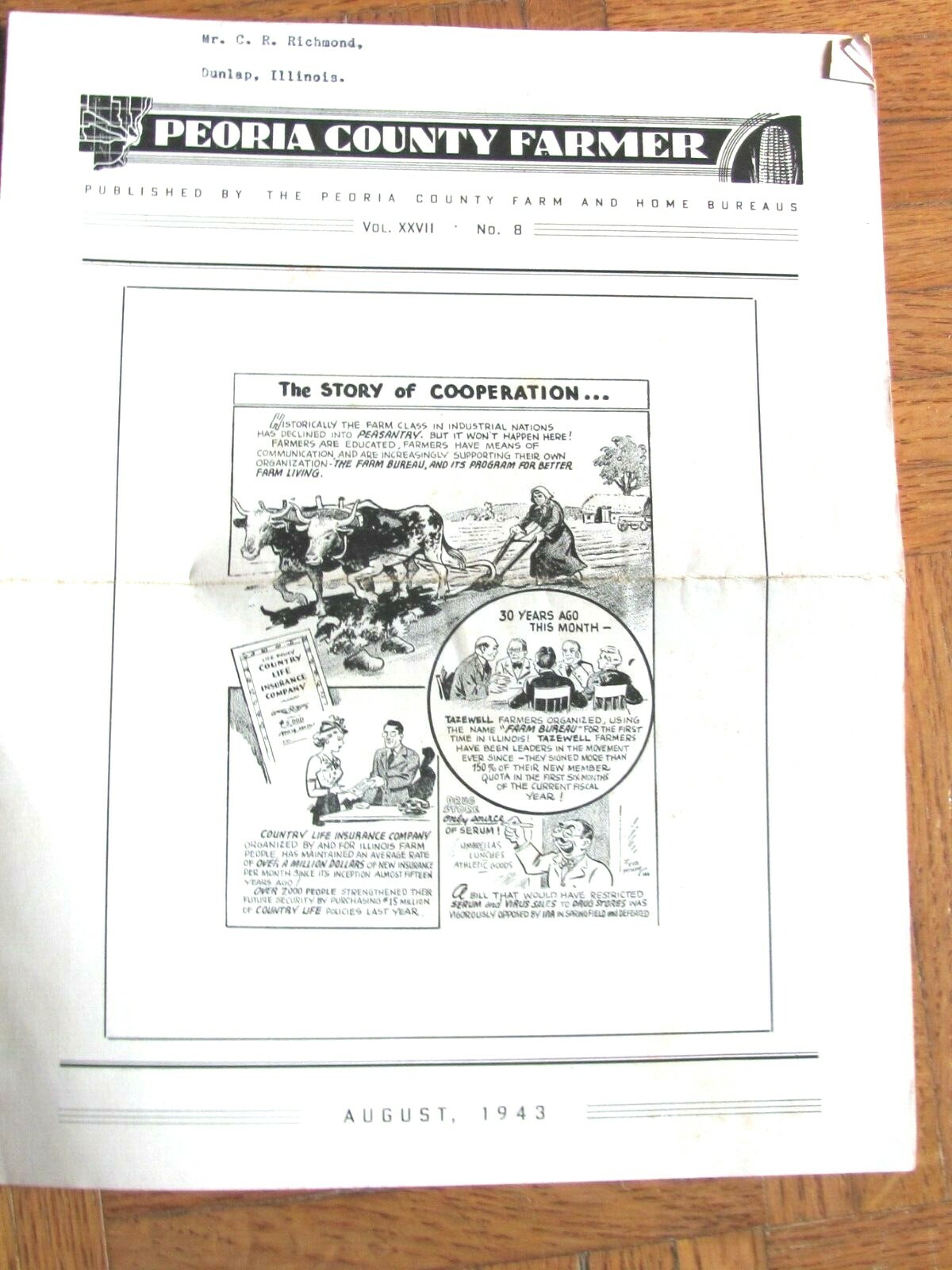 1943 PEORIA COUNTY FARMER FARM BUREAU NEWSPAPER MAGAZINE