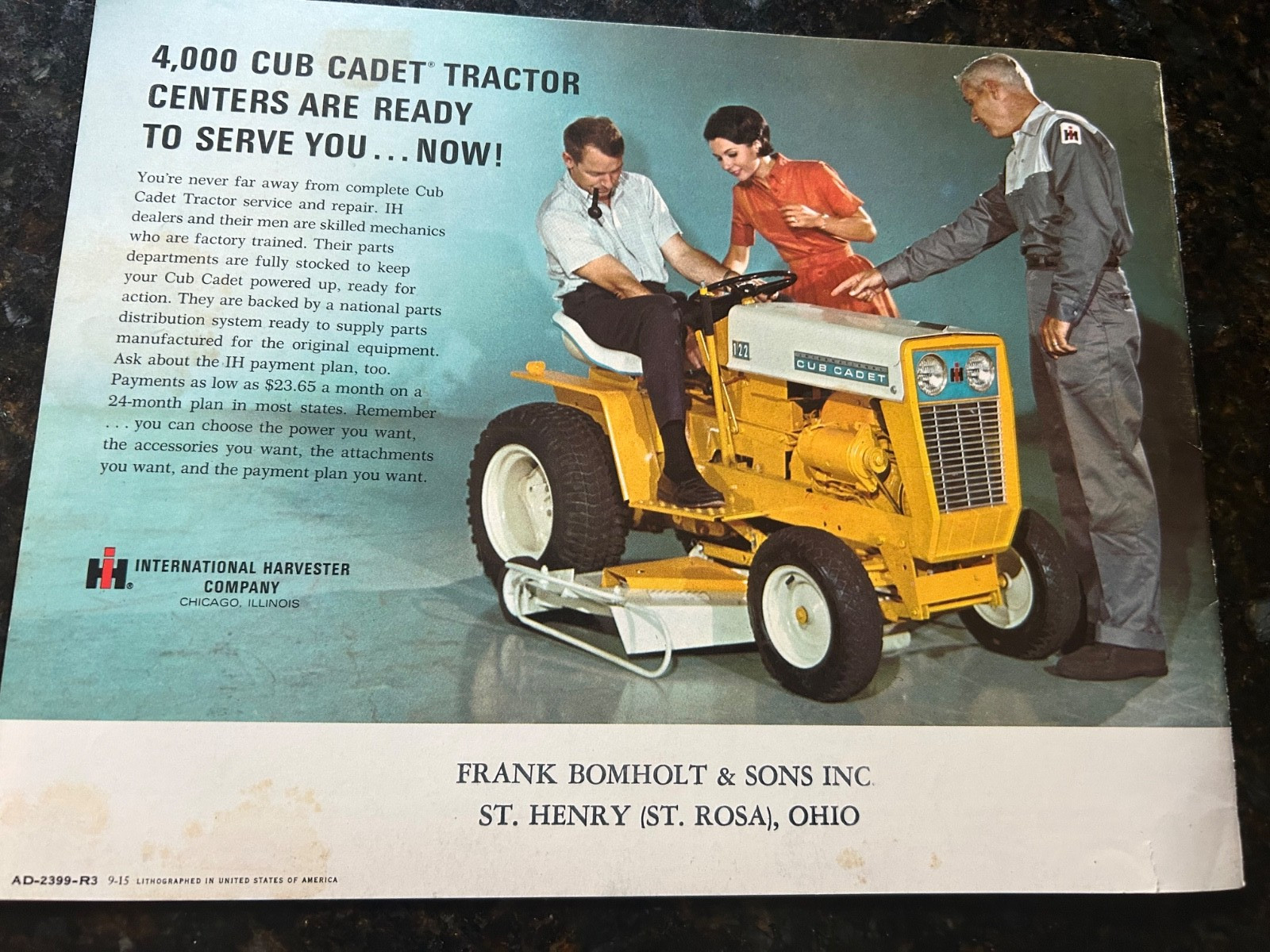 Vintage Cub Cadet Brochure Advertising Catalog & Attachment Guide International
