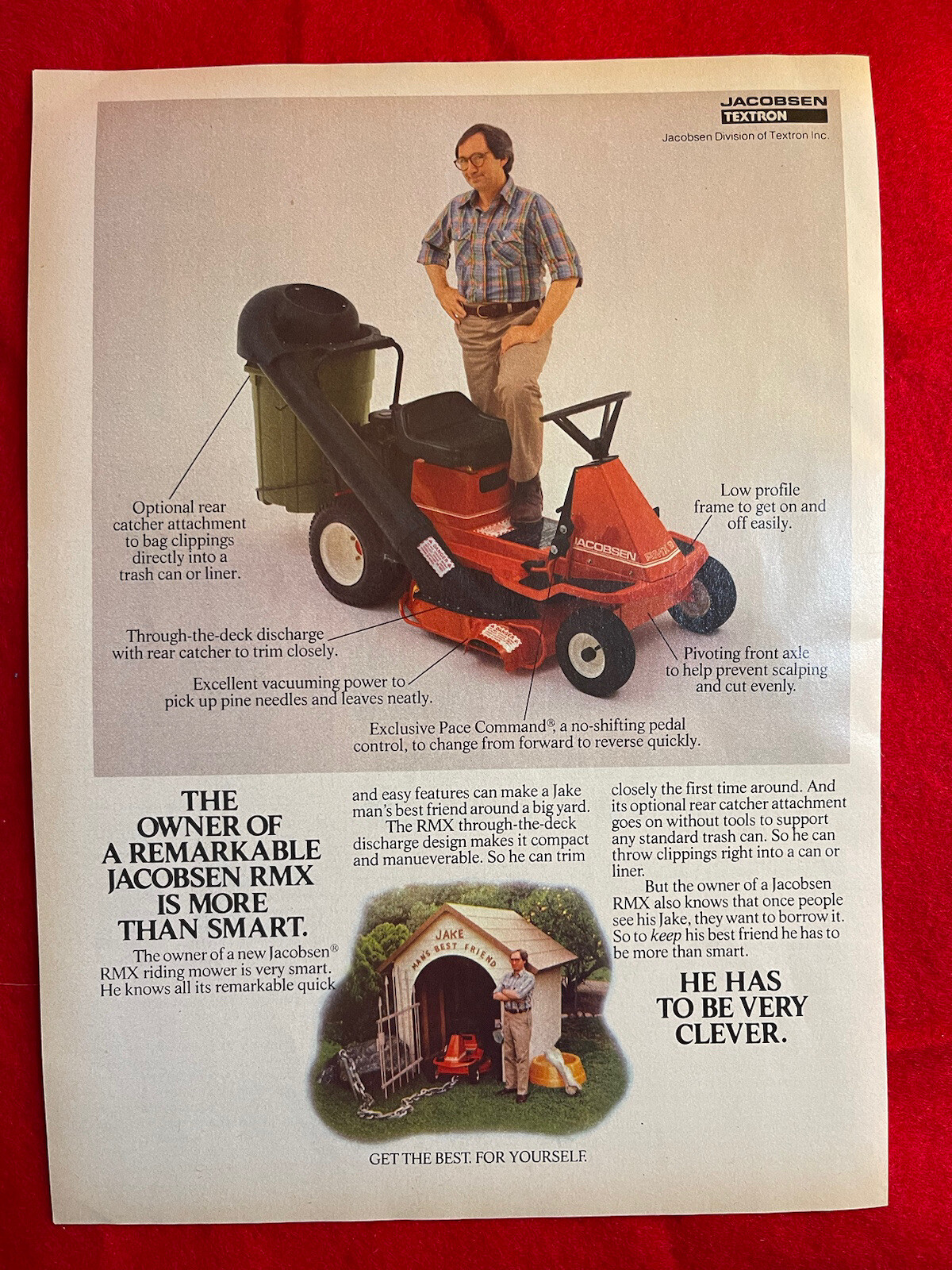 Vintage 1981 Jacobsen RMX Riding Lawn Mower Print Ad