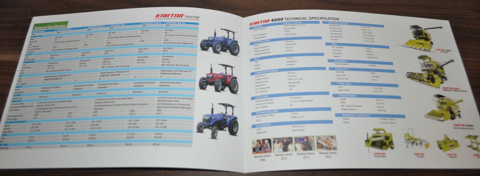 Kartar Tractor Combine Harvester India Brochure Prospekt