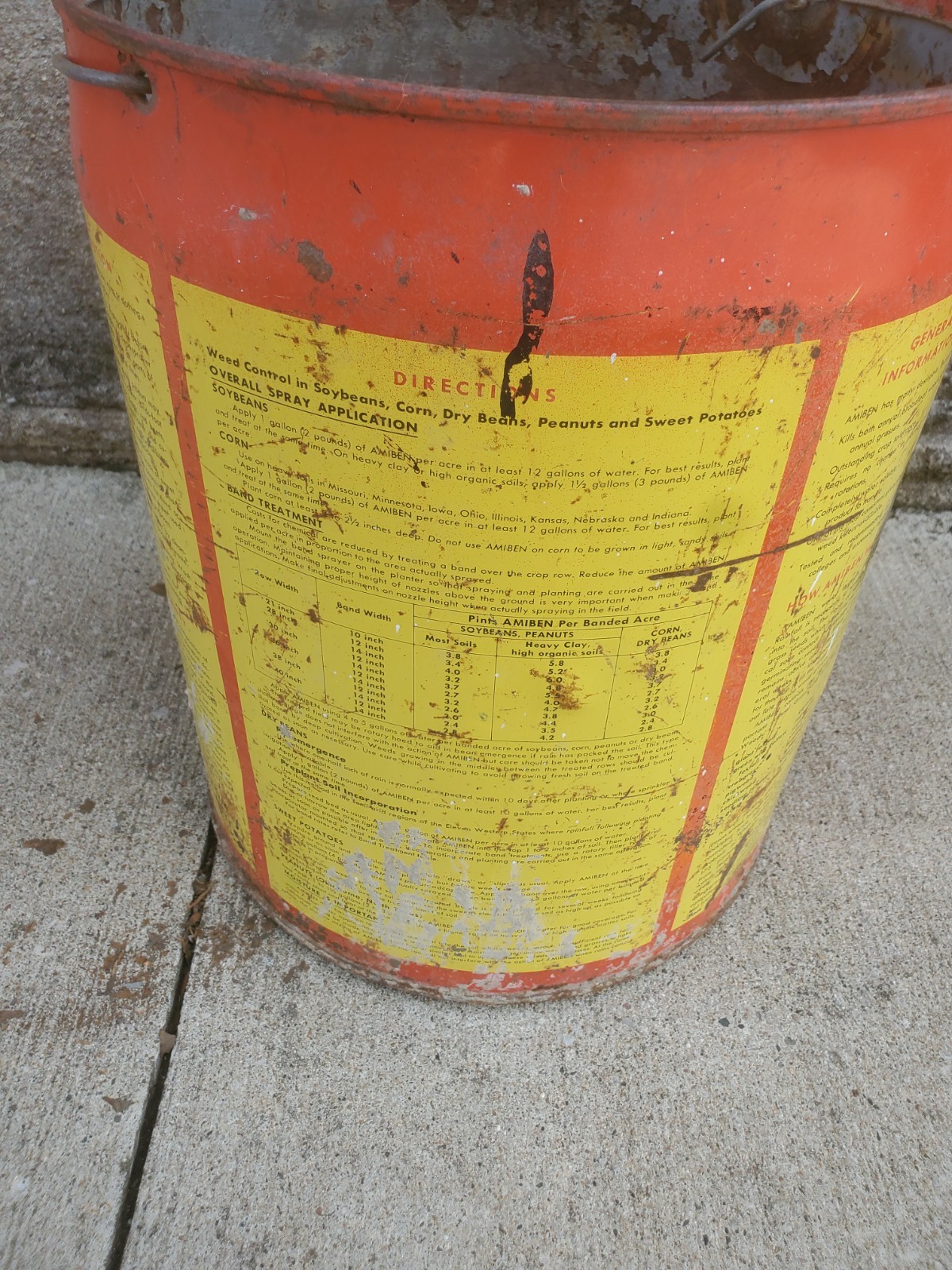 5 Gallon Metal Can Amiben Herbicide No Lid Soybean Weed Control Farm Decor #4