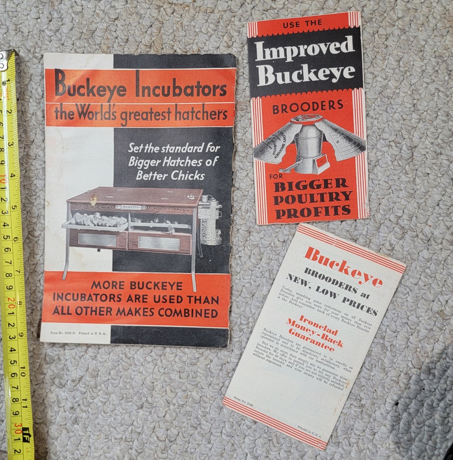 1920s 3 Pamphlets, Price List, New Improved BUCKEYE Brooders Chicken Incubator