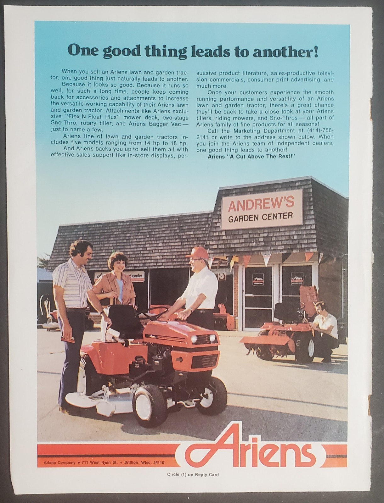 1979 Ariens Garden Tractor Advertisement Dealership Salesman