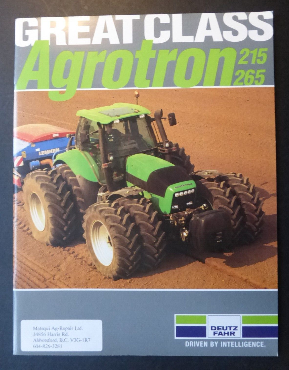VTG Ad Sales Brochure Catalog Deutz-Fahr Agrotron Great Class 215 265