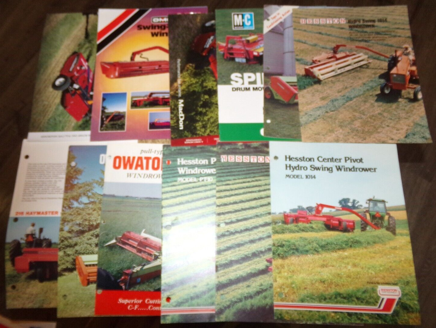 12-lot 1960&rsquo;s-2010&rsquo;s pull type windrower brochures in nice shape used