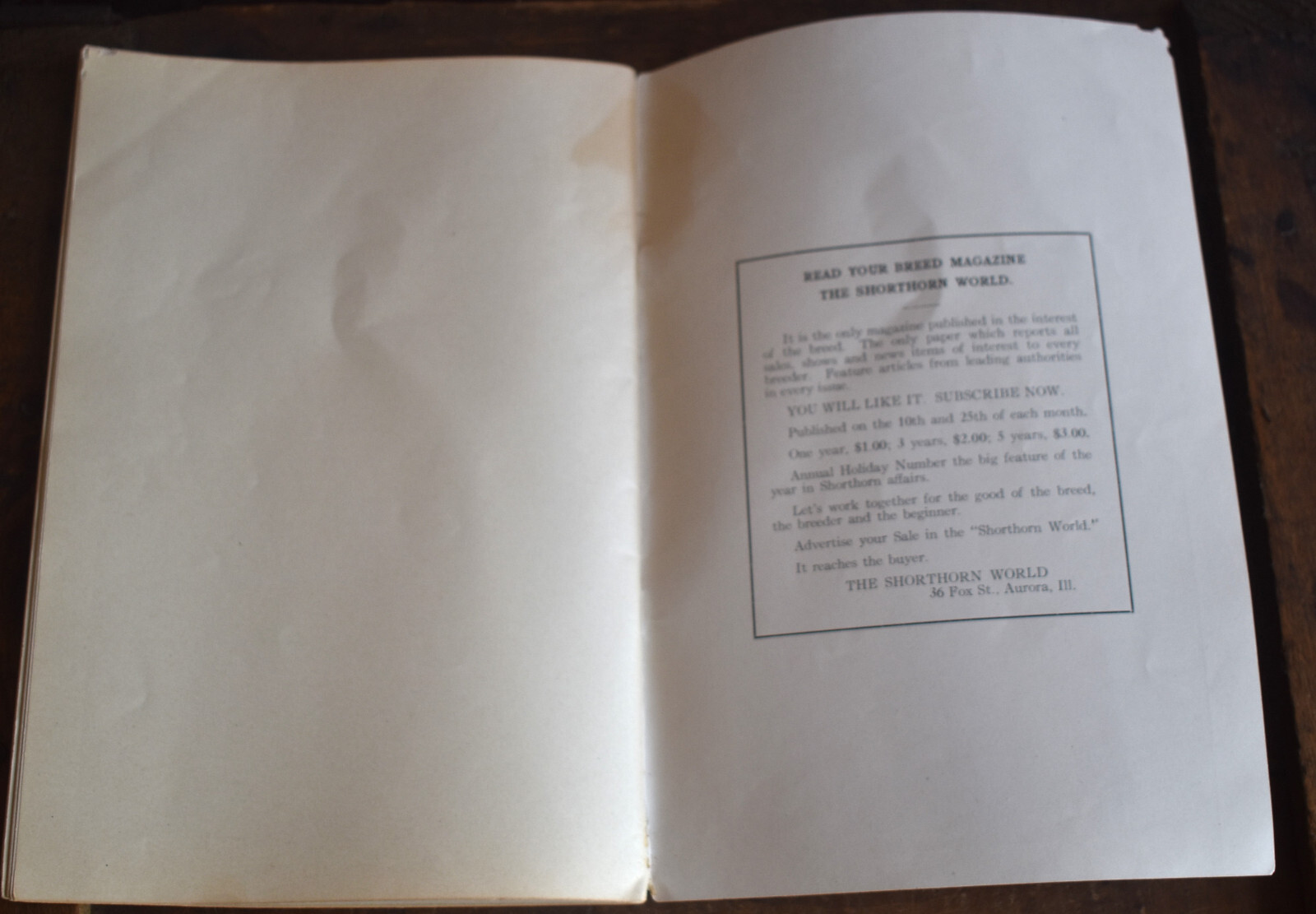 Vintage 1928 Shorthorn Cattle Auction Catalog Thompson Estate Fithian IL