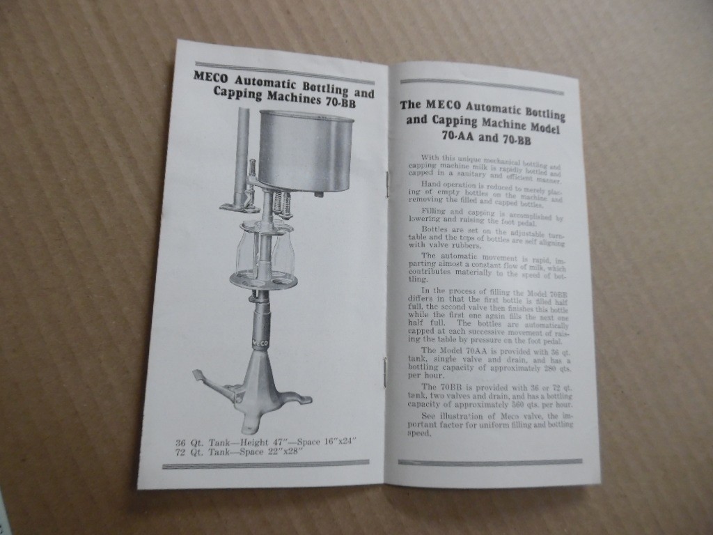 c.1920s MECO Dairy Milk Bottling and Capping Machines Catalog Vintage Original