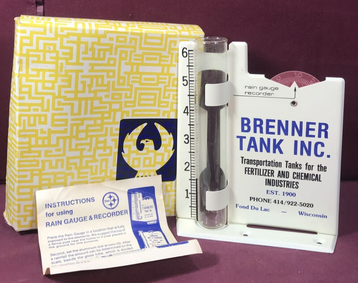 Vtg NIB Brenner Tank Inc Semi trailer ADVERTISING RAIN GAGE fertilizer chemical