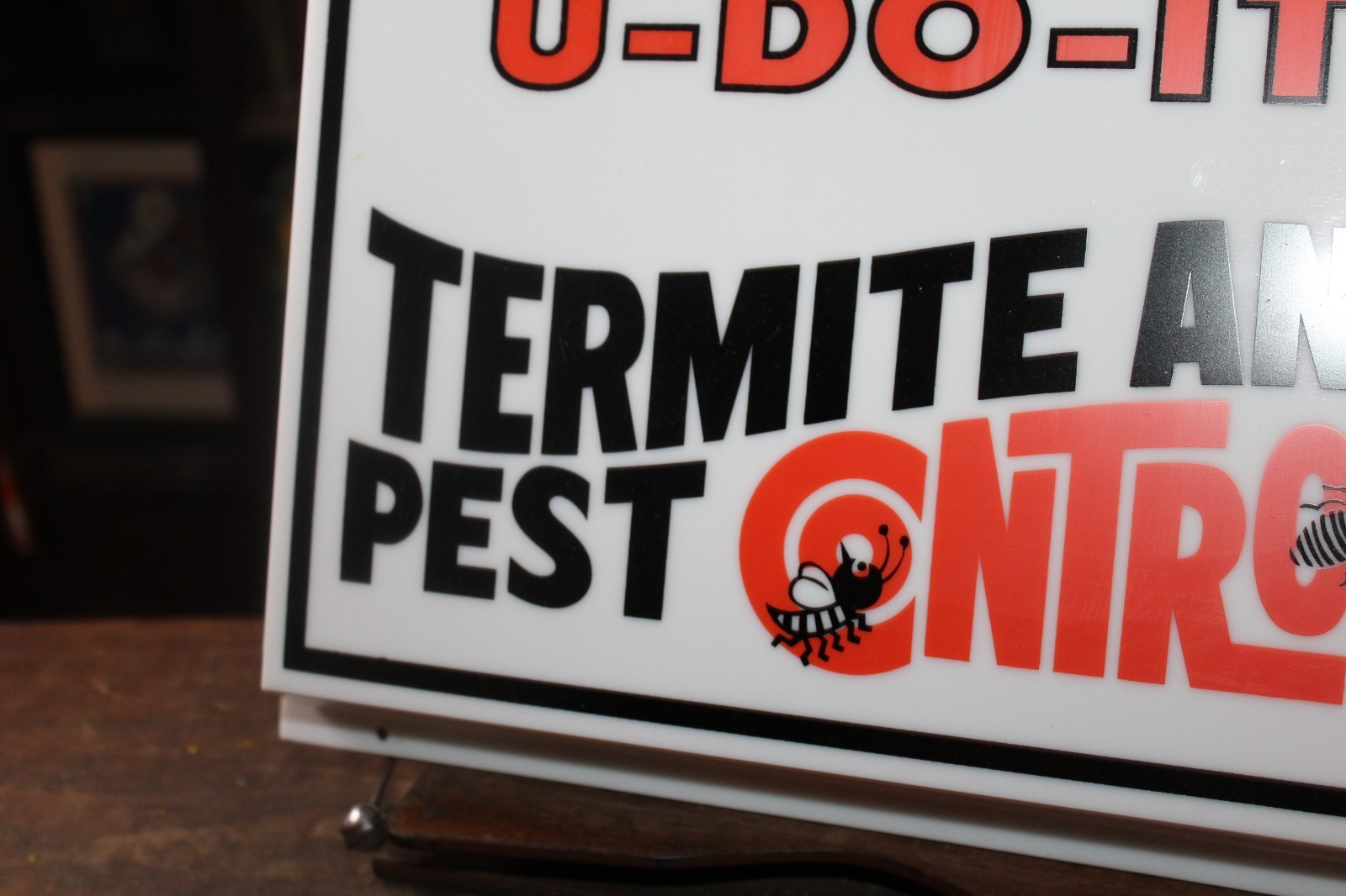 Vintage Arab U-Do-It Termite Pest Control Sign Light Cover Store Display